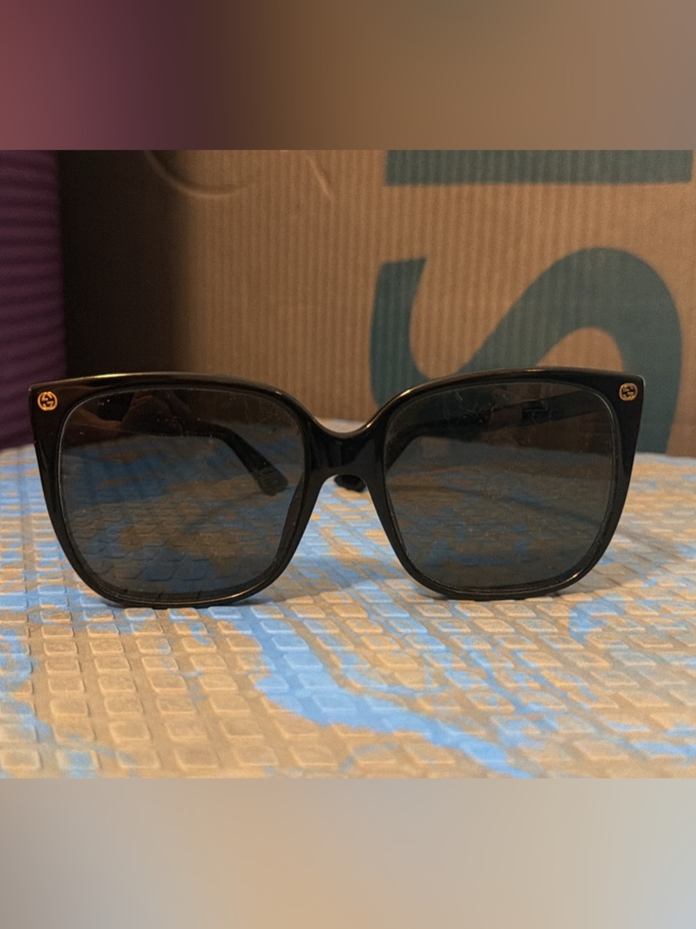 Gucci Black Oversized Square Women's Sunglasses